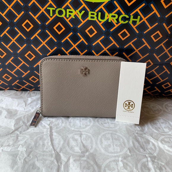 Tory Burch Bags Tory Burch Emerson Zip Coin Case Mini Wallet Gray